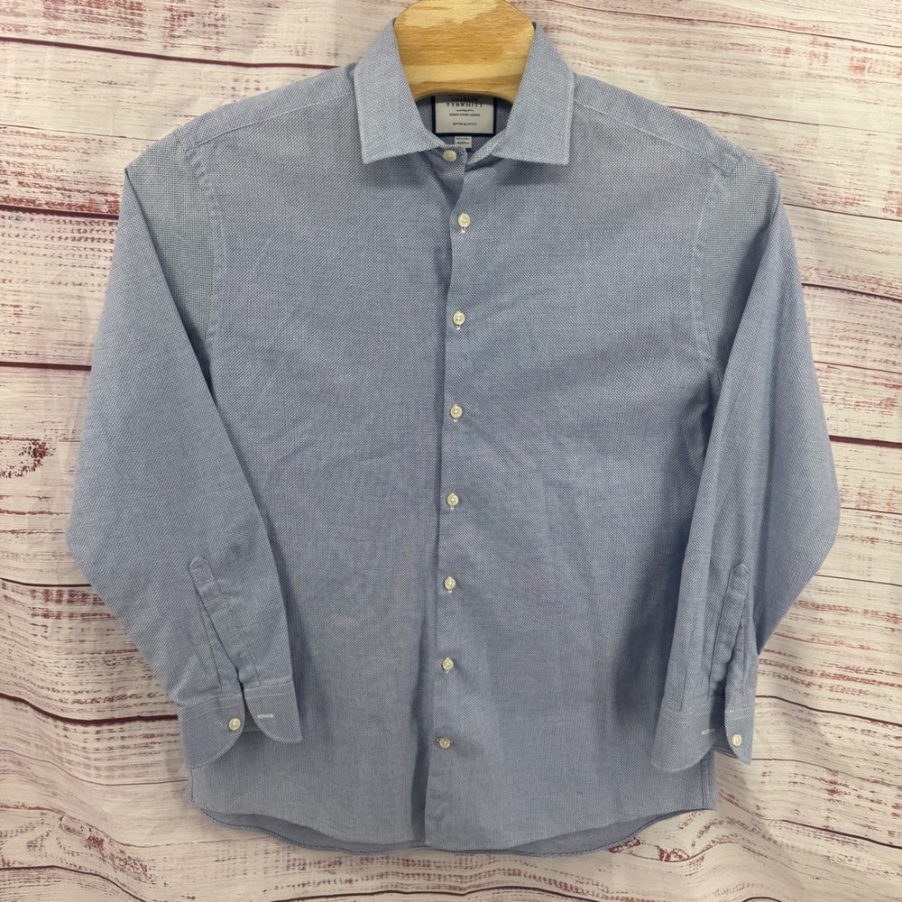 Charles Tyrwhitt Shirt Mens Size Large 16.5 33 Extra Slim Fit Micro Pattern